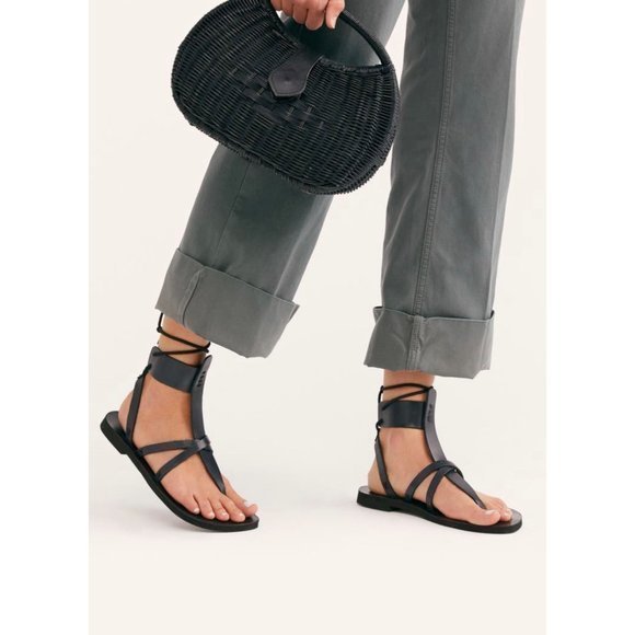NEW Free People Vacation Day Wrap black leather Sandal SIZE various - Picture 2 of 6